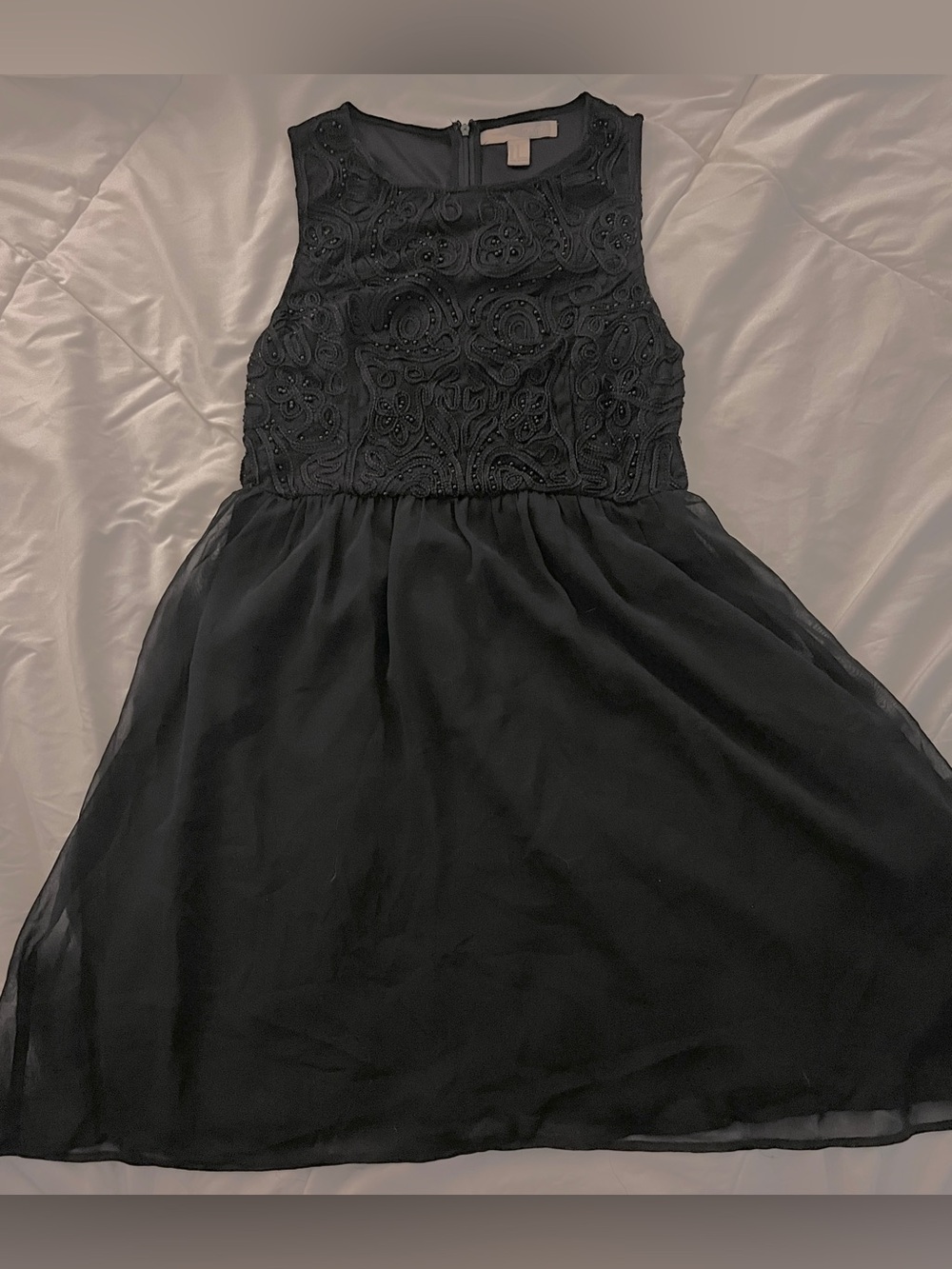 Forever 21 Black Sleeveless Mini Dress with Beaded Bodice